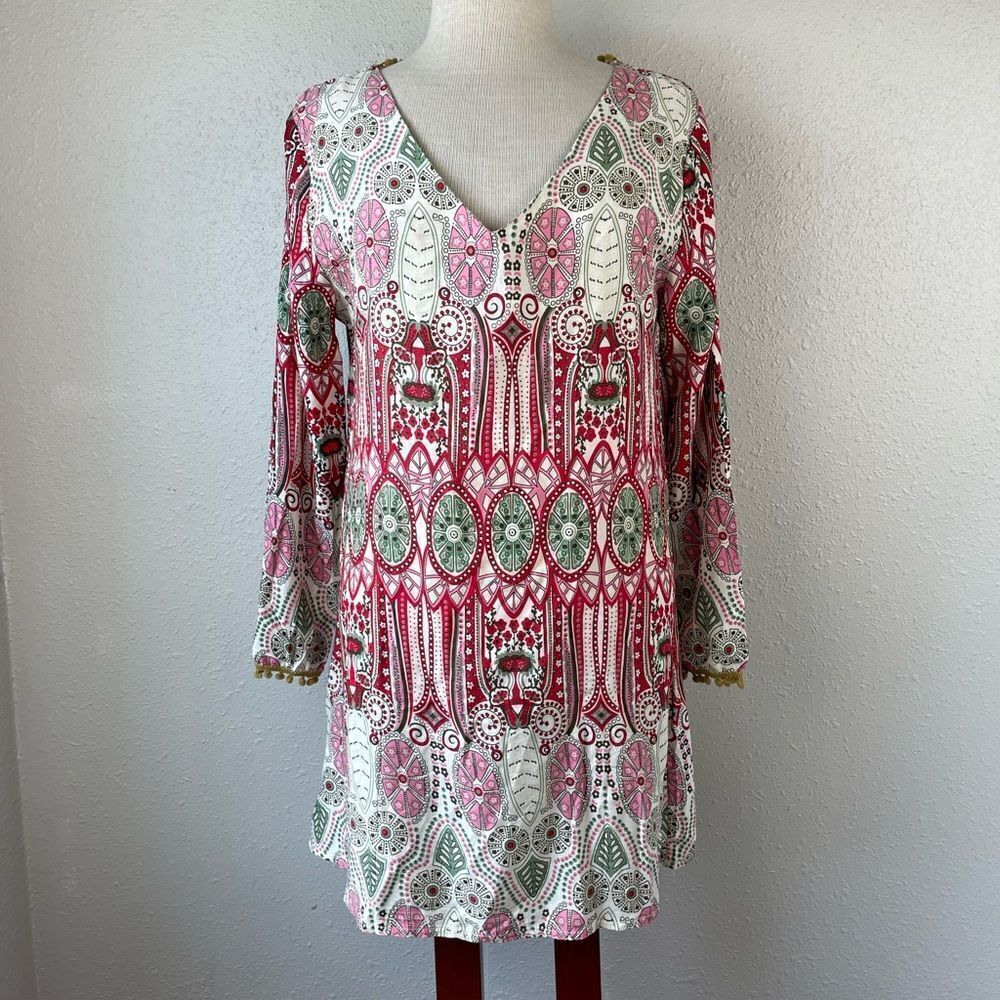 V-Neck Bohemian Tunic Top Size M EUC